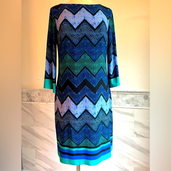 Laura Jeffries Chevron Print A-Line Stretch Dress - Picture 1 of 7